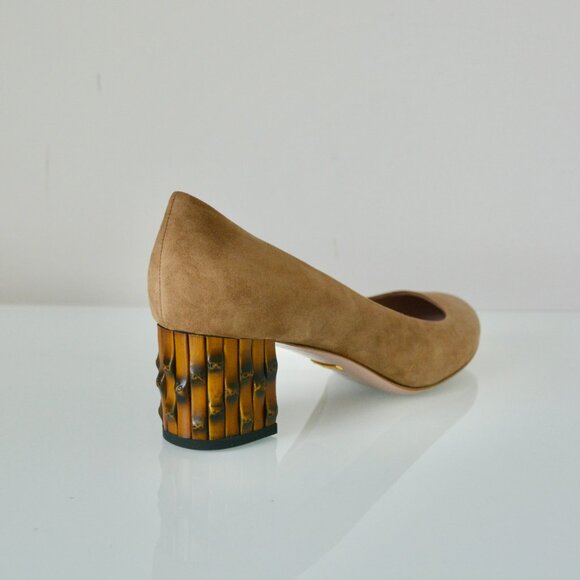 NIB GUCCI SUEDE LEATHER DAHLIA BAMBOO PUMPS - Picture 3 of 11